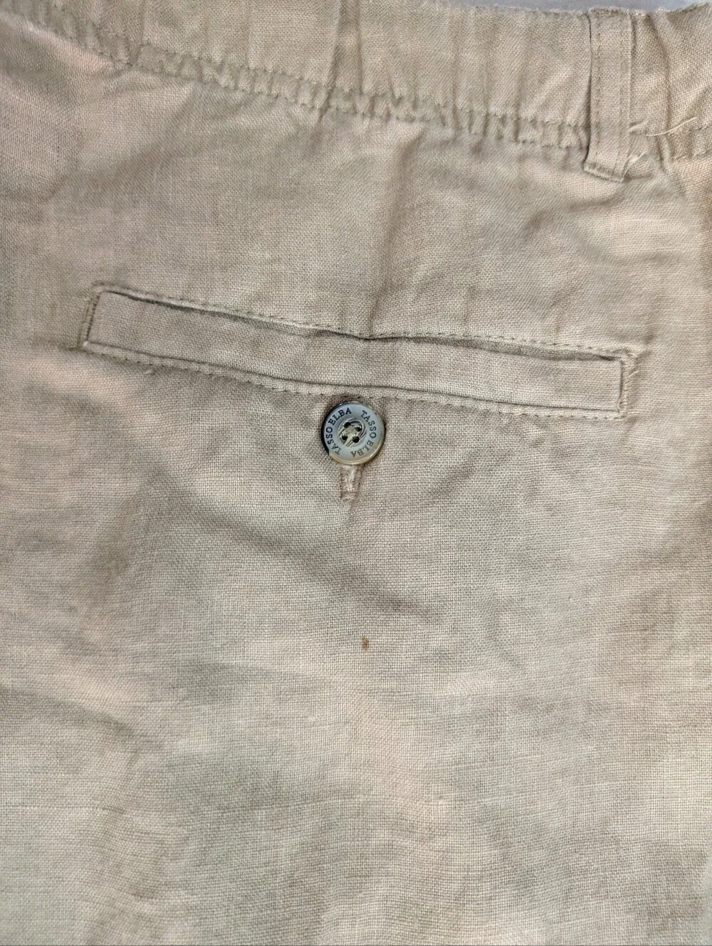 Tasso Elba Mens M 100% Linen Pants 31x27 Beige Oatmeal Straight Leg Trousers
